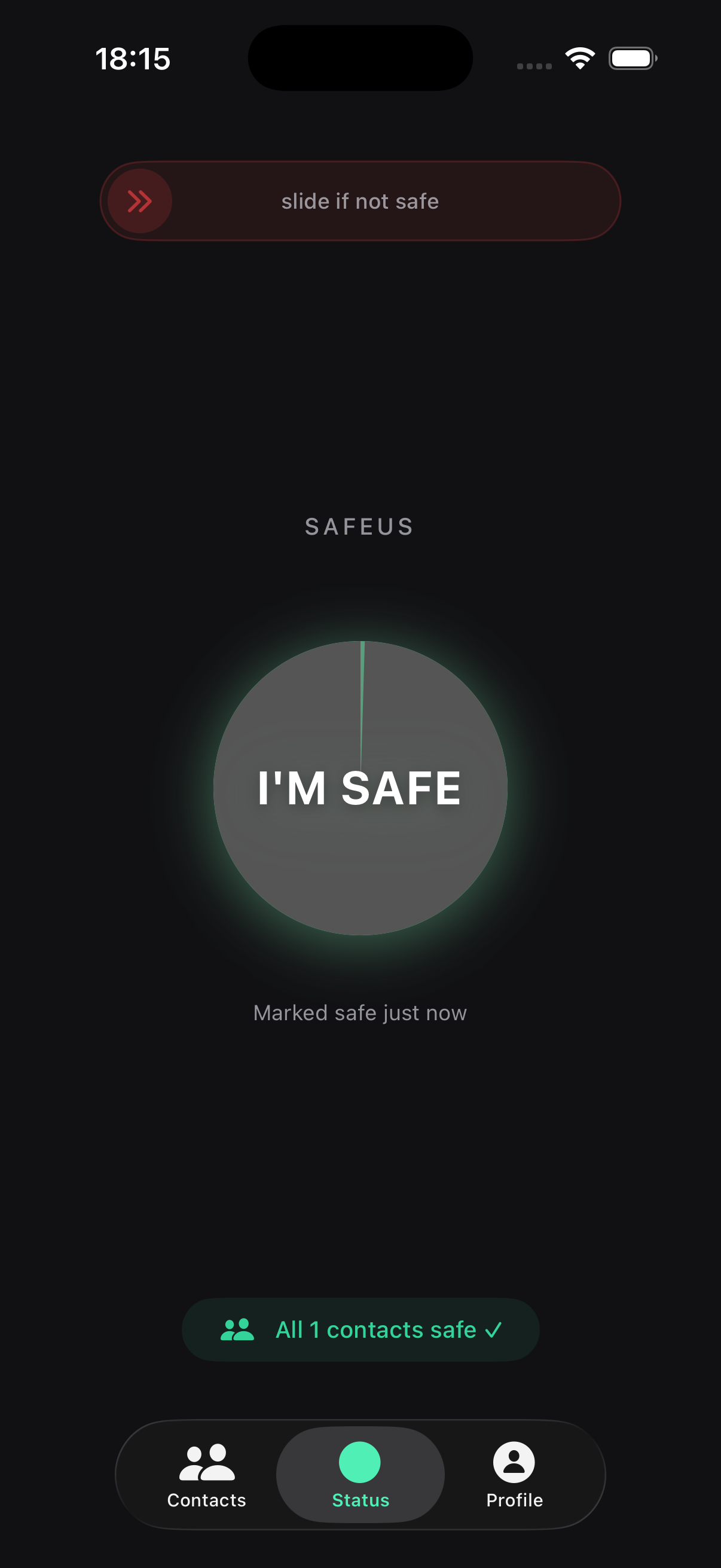 Safeus in dark mode